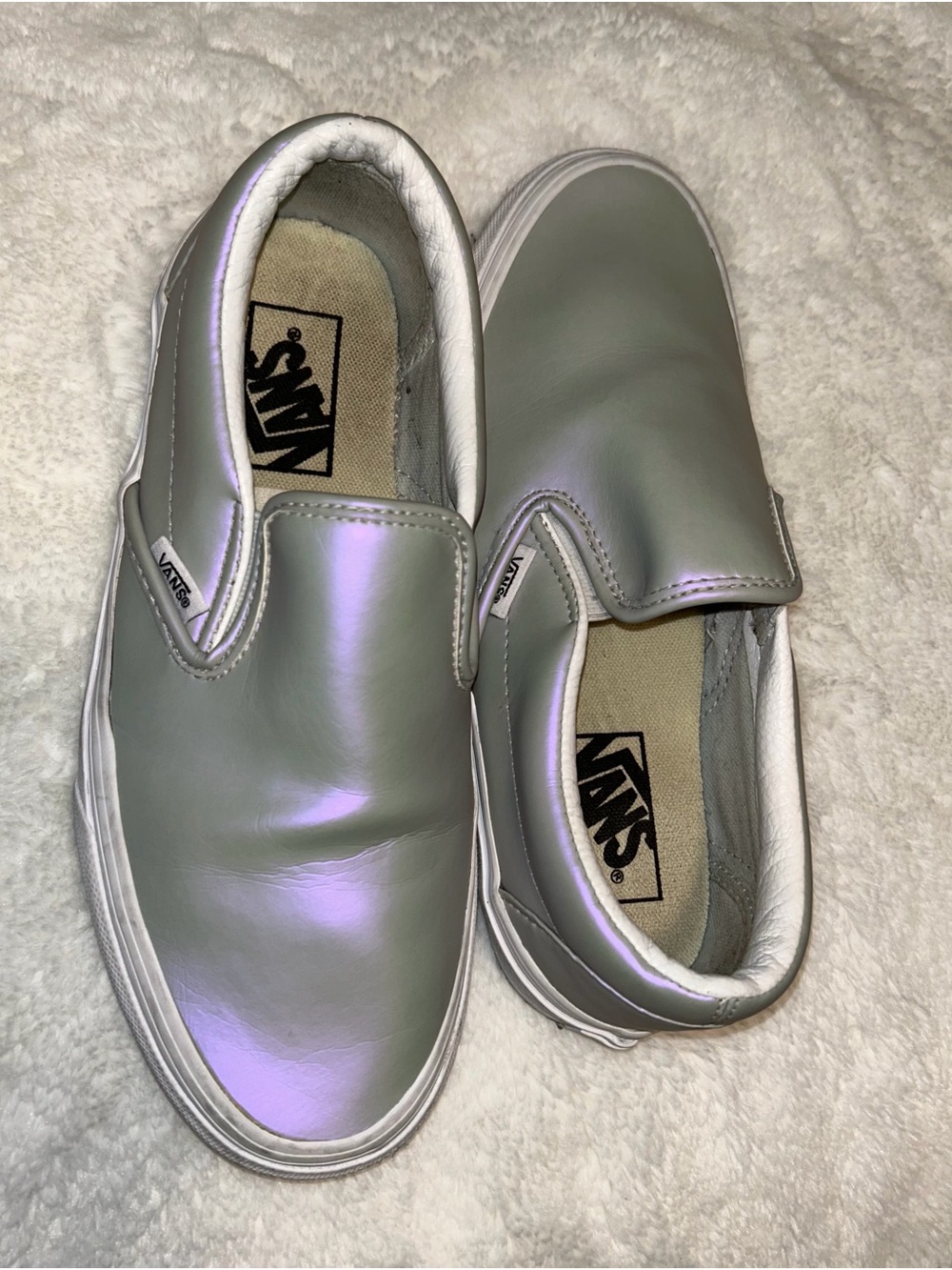 Vans Slip-On Iridescent Silver Sneakers